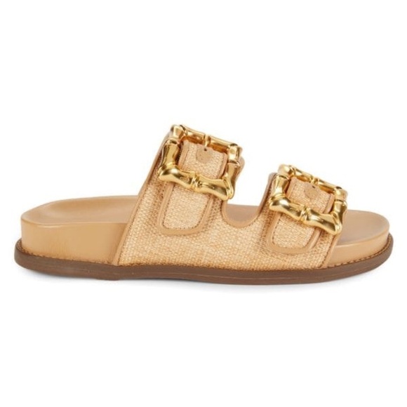 Schutz Enola Strappy Flat Sandals – Areia Light Gold - Picture 1 of 12